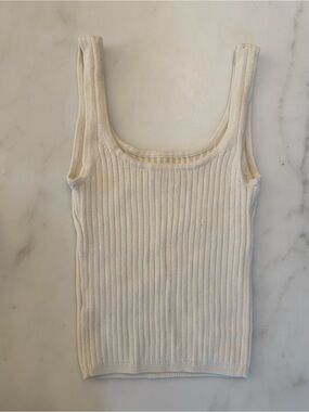Wilfred / Aritzia Ribbed Scoop Tank Top - Cream Size 2XS